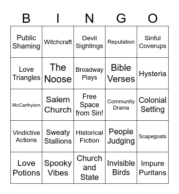 How Crucible Are You? Bingo Card