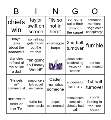 ROC 2024 Superbowl Bingo Card