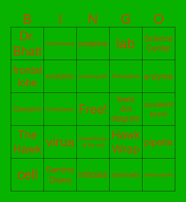 BIO CLUB BINGO!!!! Bingo Card