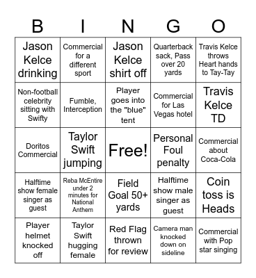 Super Bowl 2024 Bingo Card