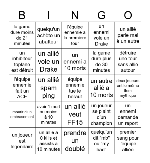 BINGO LOL DE YOONNS ! Bingo Card