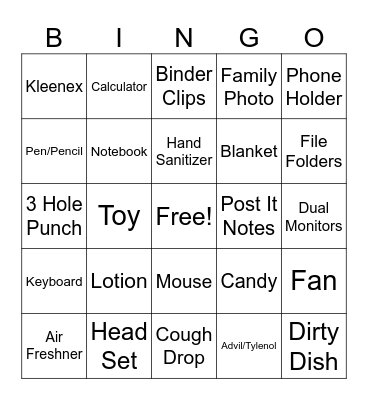 What's on your Desk Bingo Card