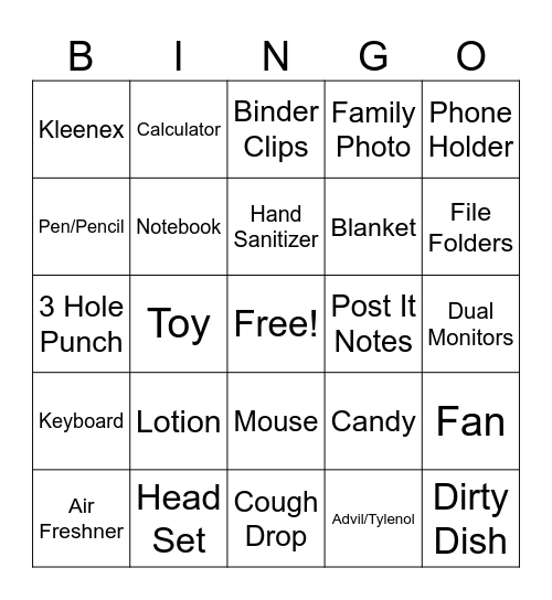 What's on your Desk Bingo Card