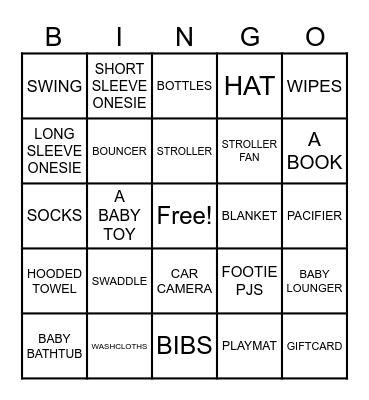 Baby Gift Bingo! Bingo Card