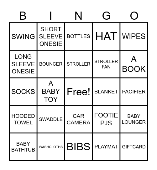 Baby Gift Bingo! Bingo Card