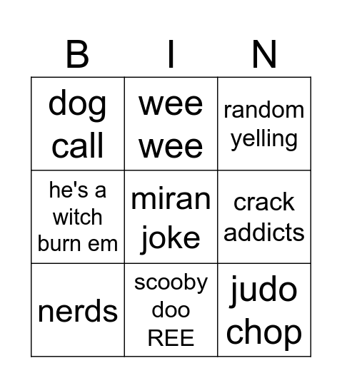 Mr Becker Bingo Card