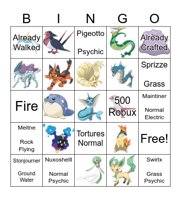 Pokemon Bingo Card