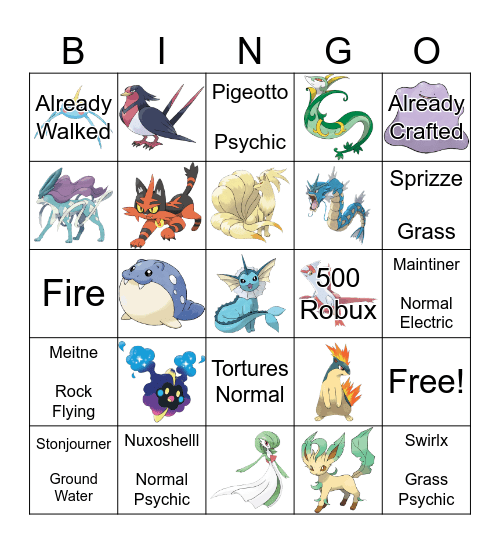 Pokemon Bingo Card