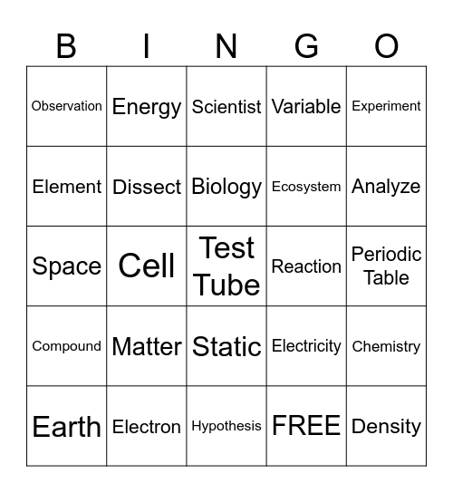 Science Bingo Card