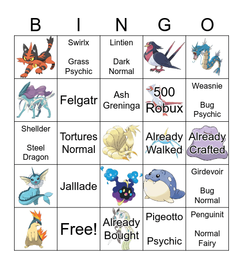 Pokemon Bingo Card