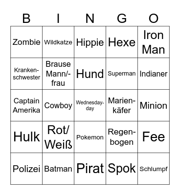 Karneval Bingo Card