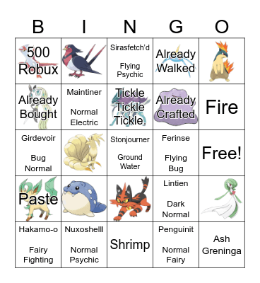 Pokemon Bingo Card
