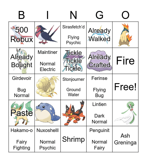 Pokemon Bingo Card