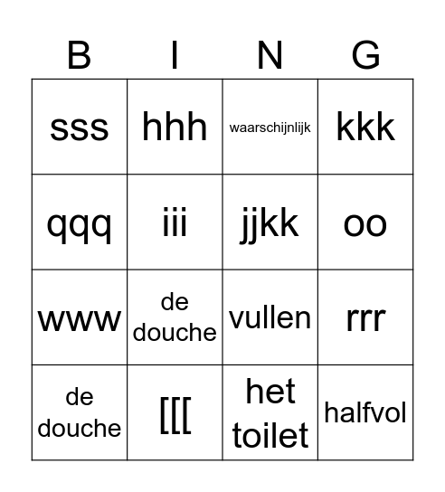 NT2 energie Bingo Card