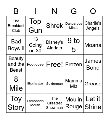 Iconic Movie Music Bingo Card