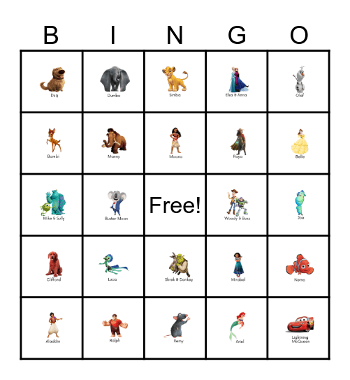 Disney Bingo Card