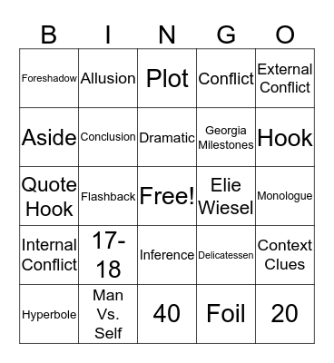 Shake Your Booty Bingo Card