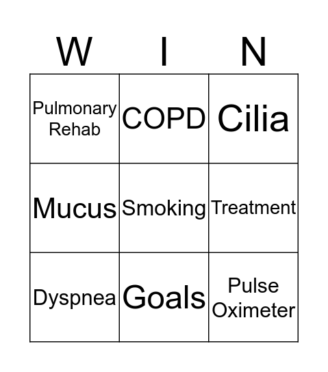 Living with Chronic Lung Disease BINGO Card