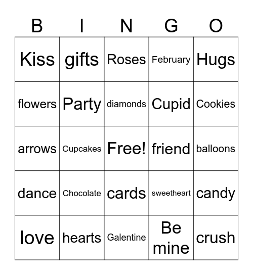 Valentine's Bingo Card