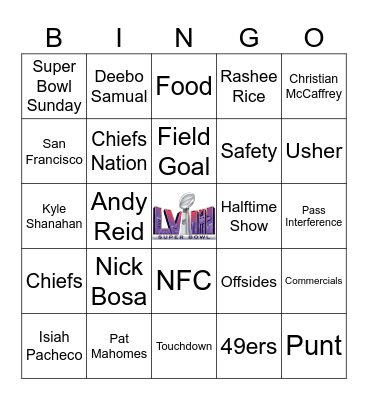 Super Bowl LVIII Bingo Card