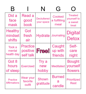 SELF LOVE BINGO Card