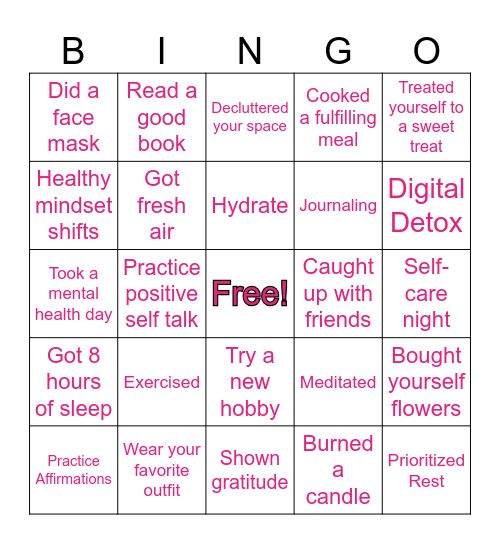 SELF LOVE BINGO Card