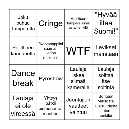 UMK-välijatkobingo Card