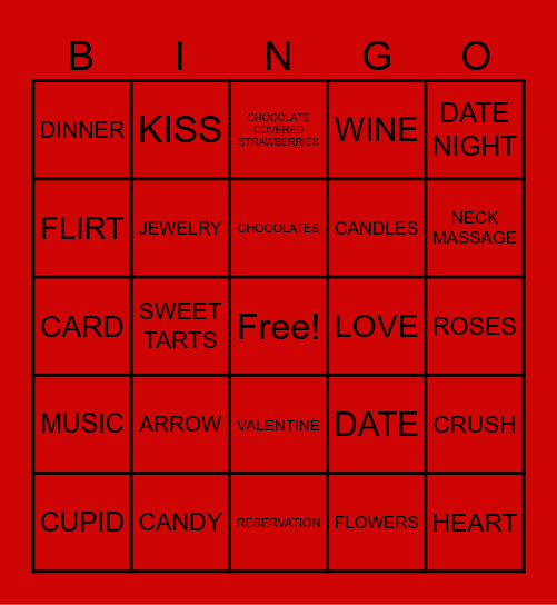 Valentine Bingo Card