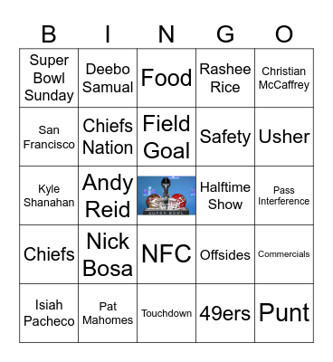 Super Bowl LVIII Bingo Card