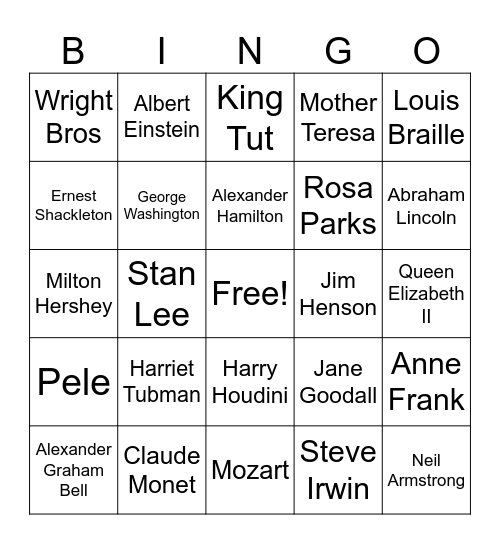 Who Was? Bingo Card