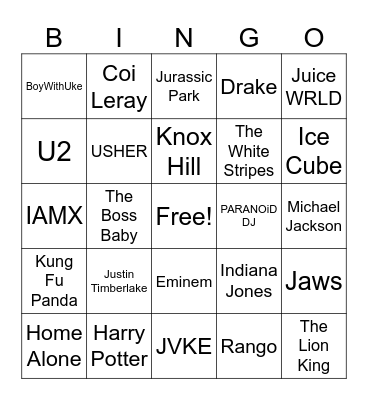 Media Arts February 9th Bingo Card