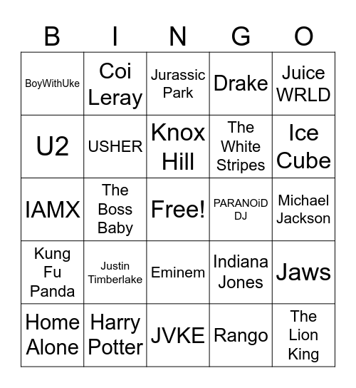 Media Arts February 9th Bingo Card