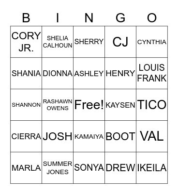 FAMILY TREE Bingo Card