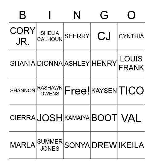 FAMILY TREE Bingo Card