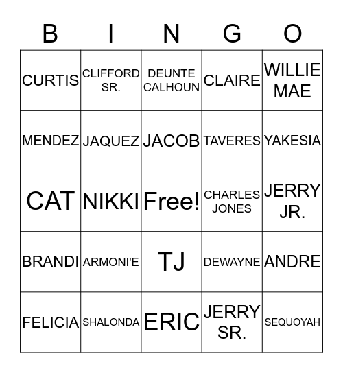 FAMILY TREE Bingo Card