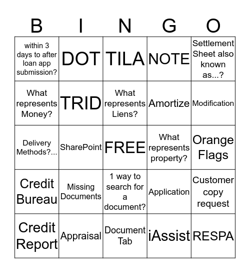 Documents Blackout Bingo Card