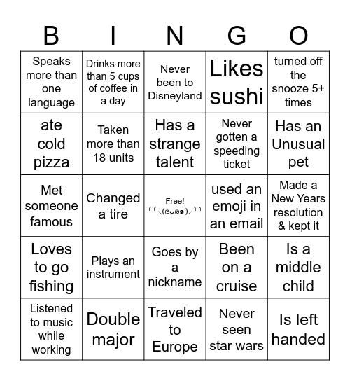 OLA BINGO Card