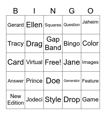 R&B Bingo Card