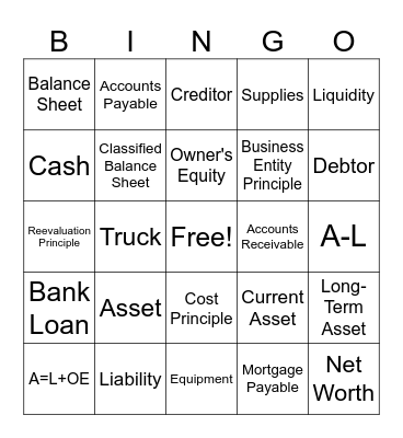 Accounting Lingo Bingo Card