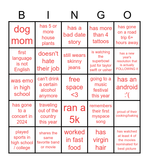 Get to Know the Girls!! Bingo Card