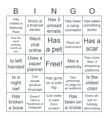 Icebreaker Bingo Card