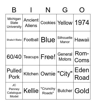All About Andy! Bingo Card