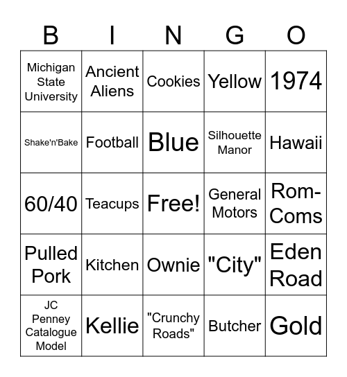 All About Andy! Bingo Card