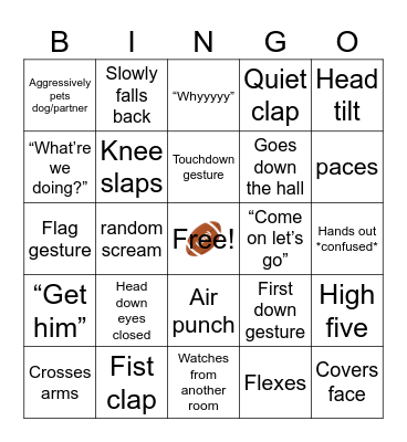 Bf watching a football game Bingo Card