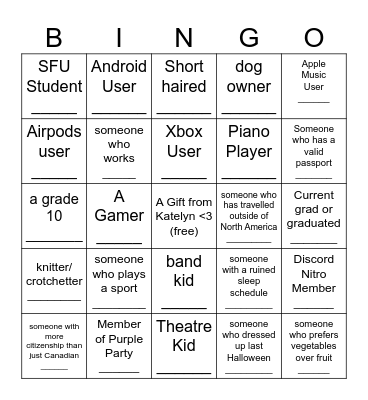 Group Bingo Card