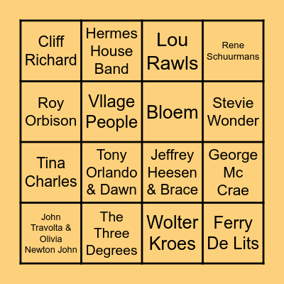 Muziek & Meezing Bingo - Ronde 1 Bingo Card