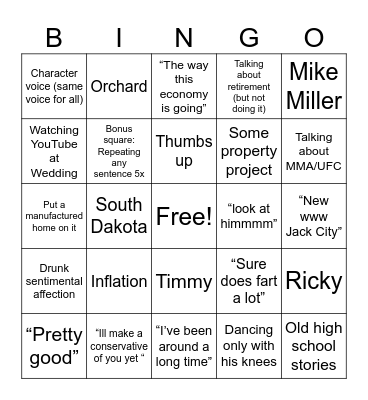 Mike Wedding Bingo Card