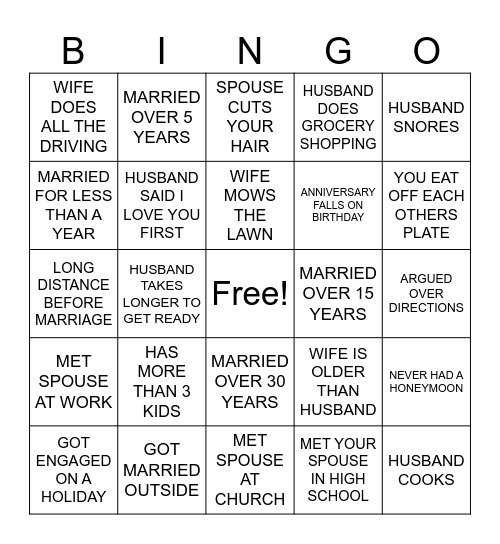 MARRIAGE CONFERENCE Bingo Card