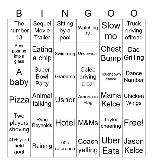 Superbowl (Taylor's Version) Bingo Card