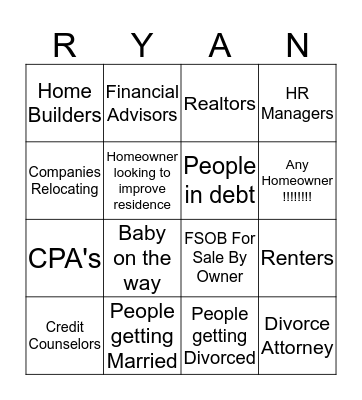 Referral Bingo Card